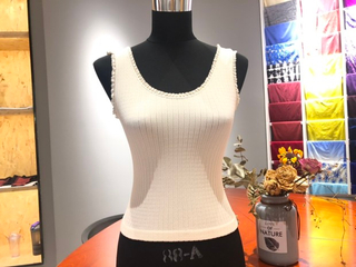 长款无袖背心米色蕾丝甜美清新无缝一体