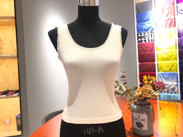 长款无袖背心米色蕾丝甜美清新无缝一体